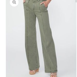 PAIGE Women’s Brooklyn Wide Leg Pants in Khaki size 34 waist